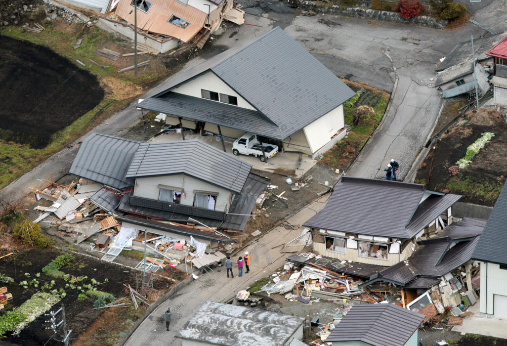 Damaged homes in the Horinouchi community.