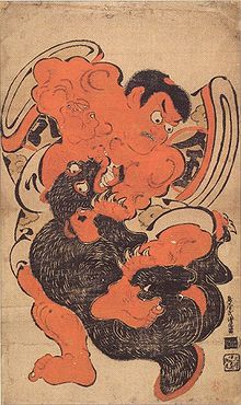 Japanese woodblock of bear